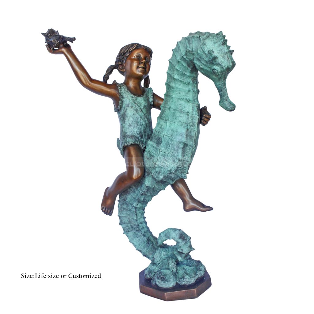 girl on a seahorse fountain