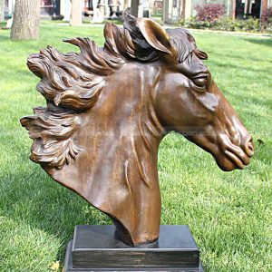 bronze horse head statue