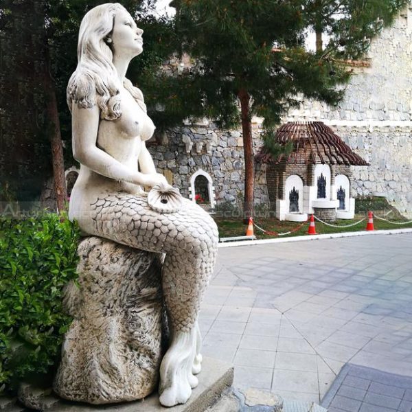 stone mermaid garden statue