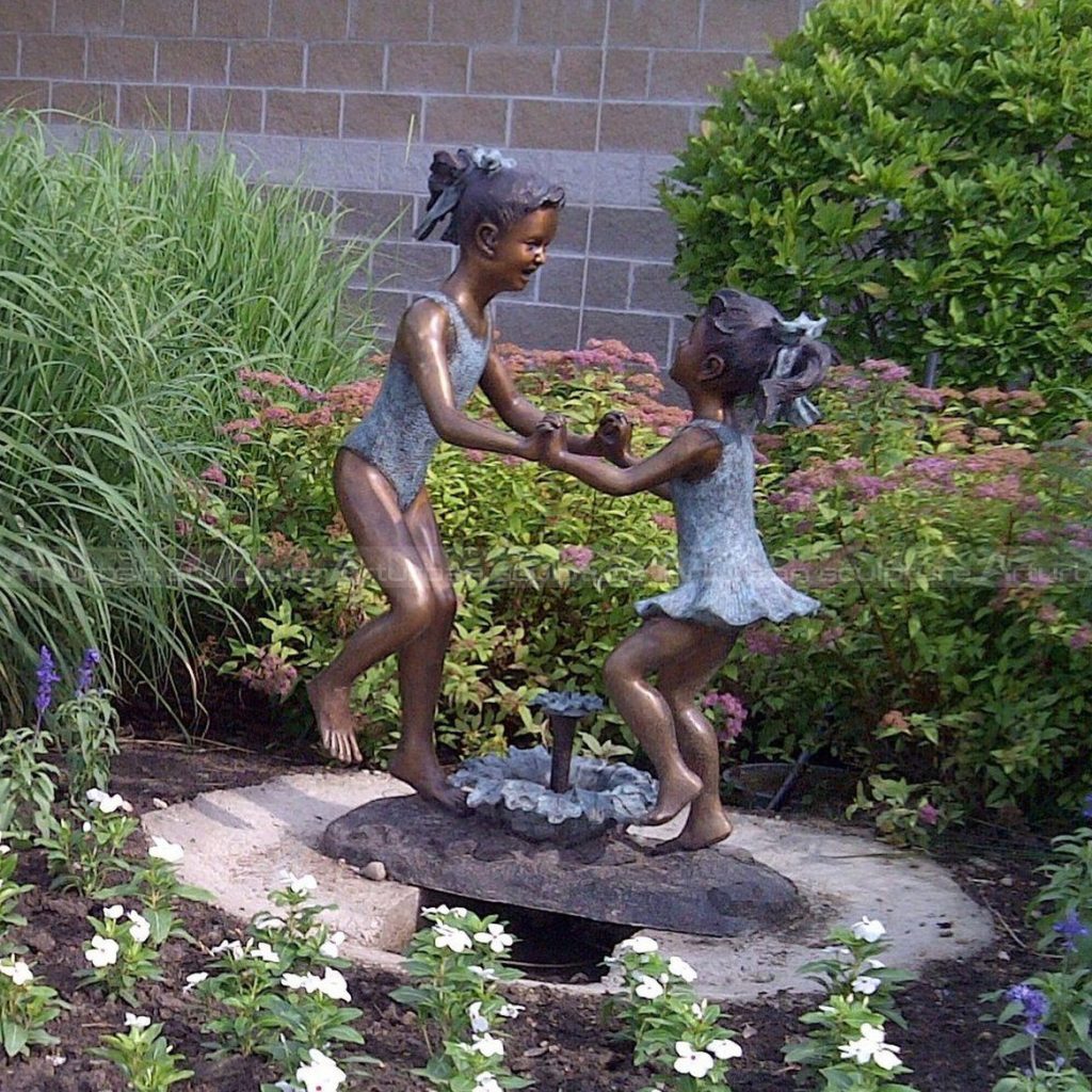 little girl water fountain