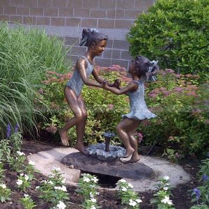 little girl water fountain