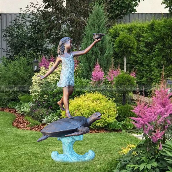 girl on turtle fountain