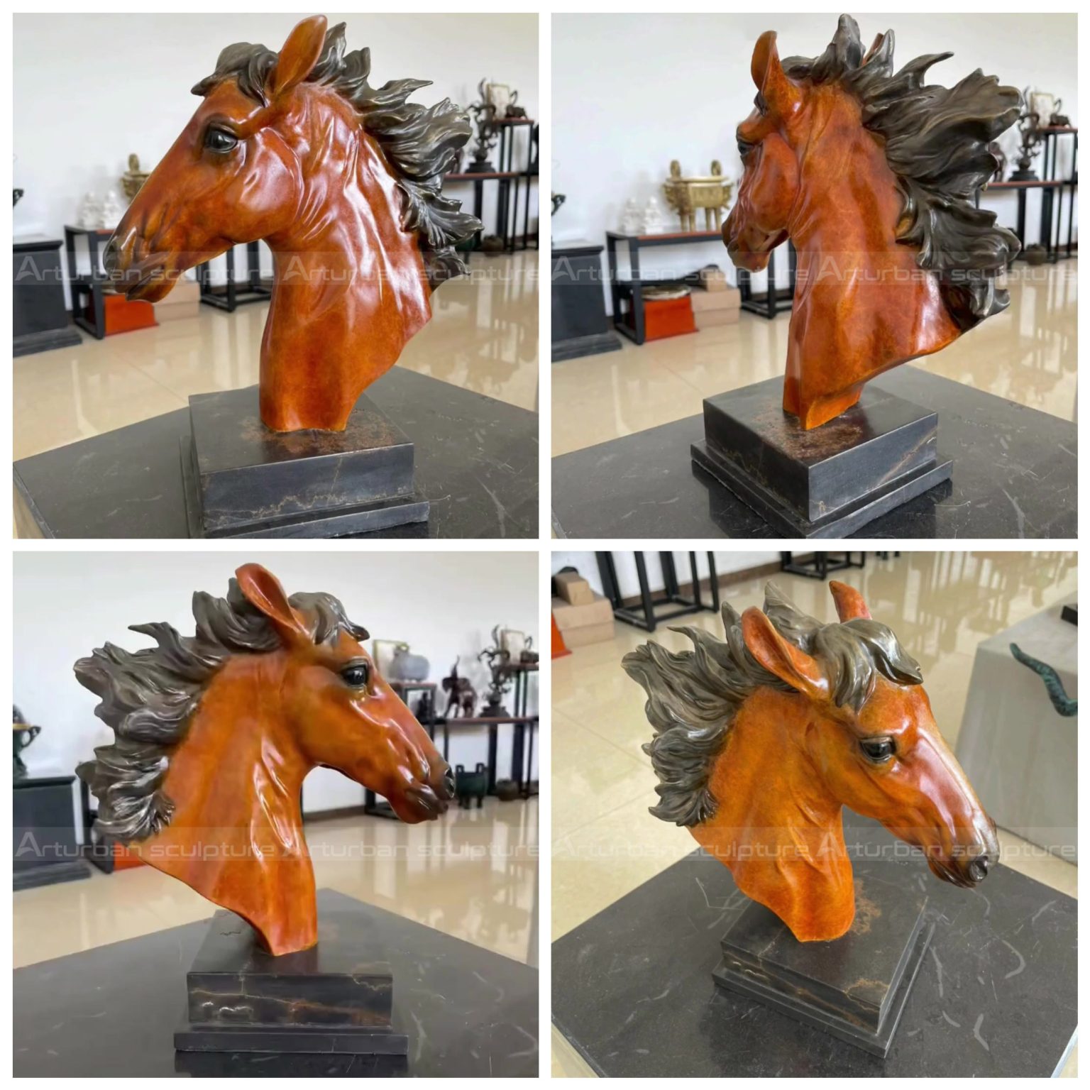 Bronze Horse Head Statue