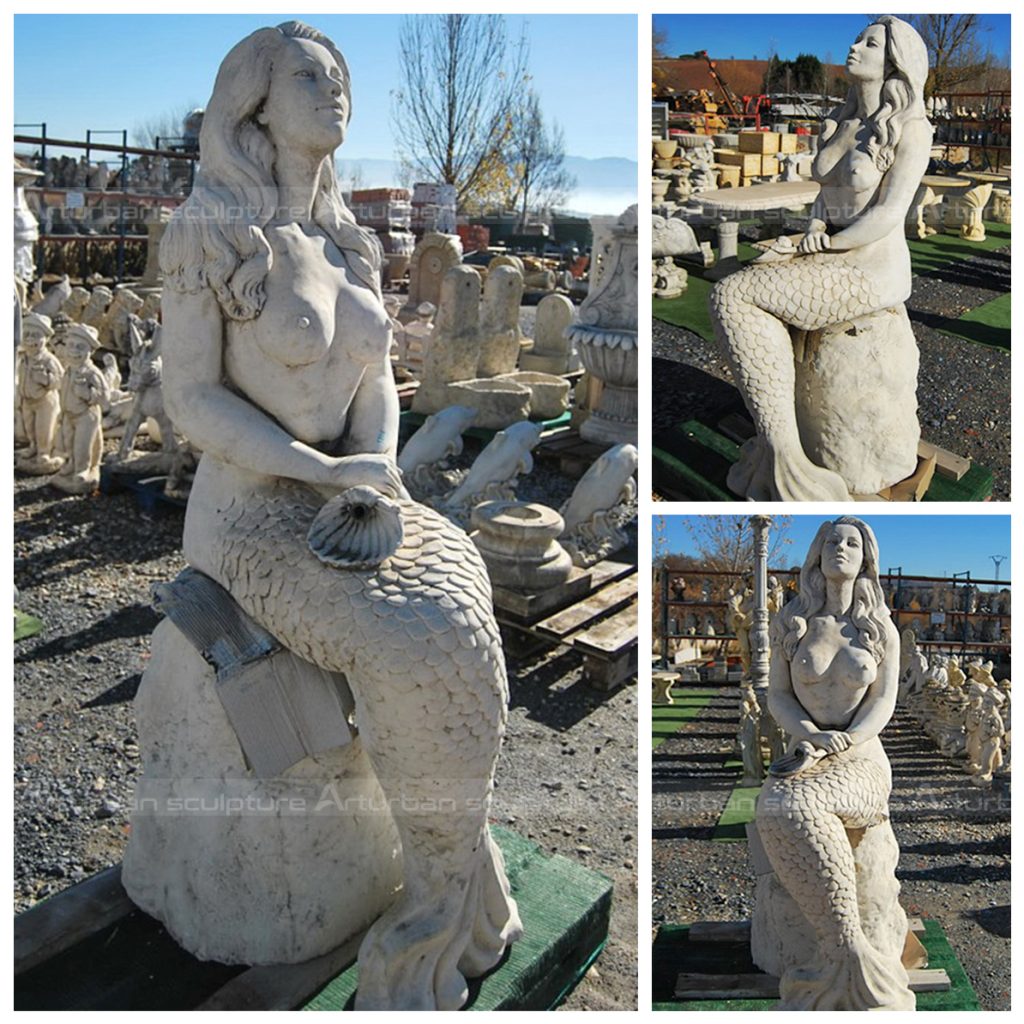 stone mermaid garden statue