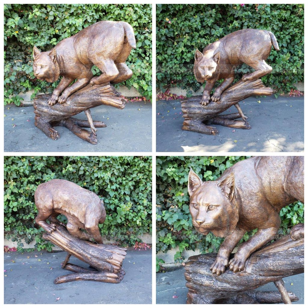 bronze cat garden statue