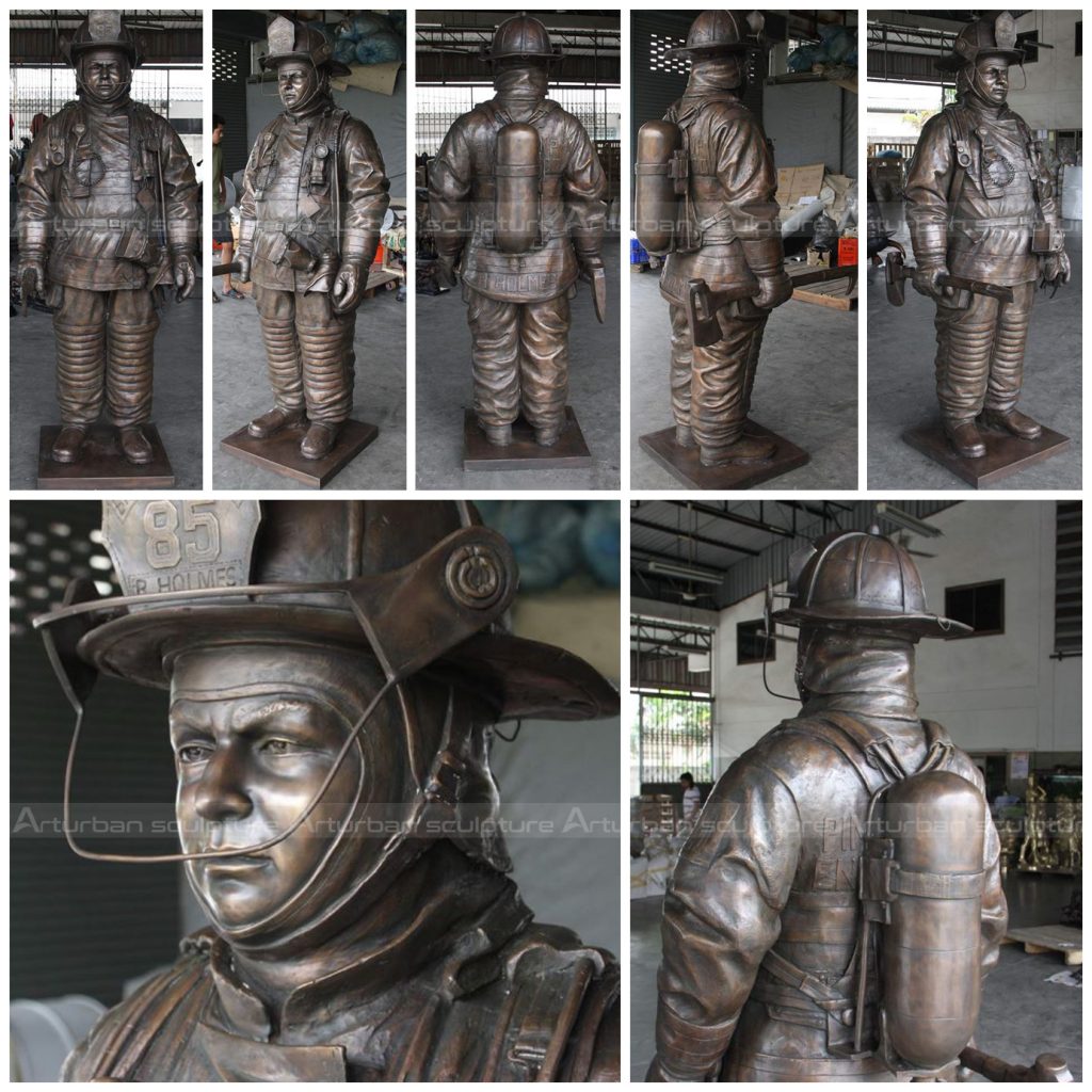 bronze firefighter statues