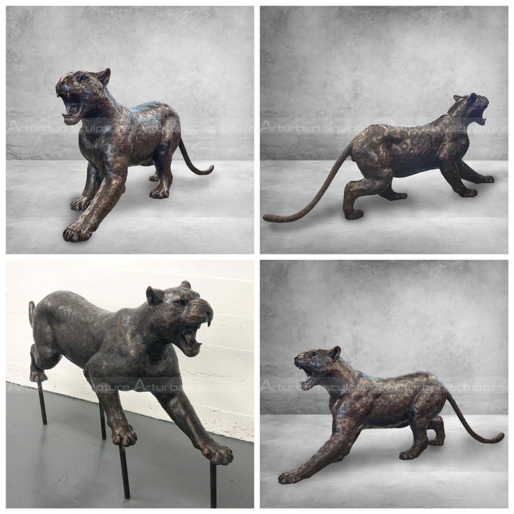 leopard bronze sculpture