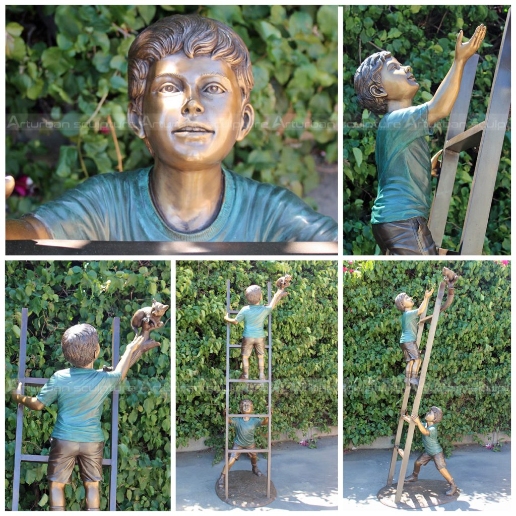 boy statue on ladder statue