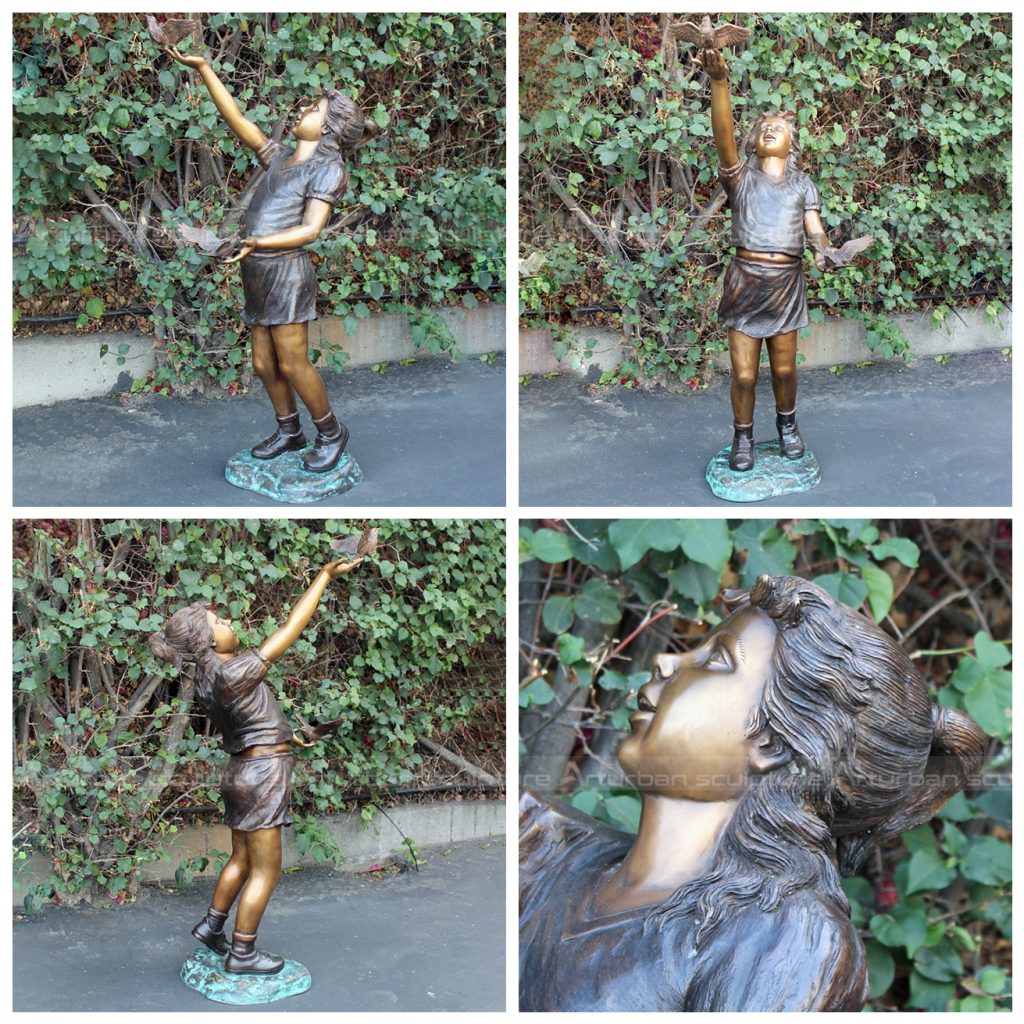 Girl with Bird Garden Statue