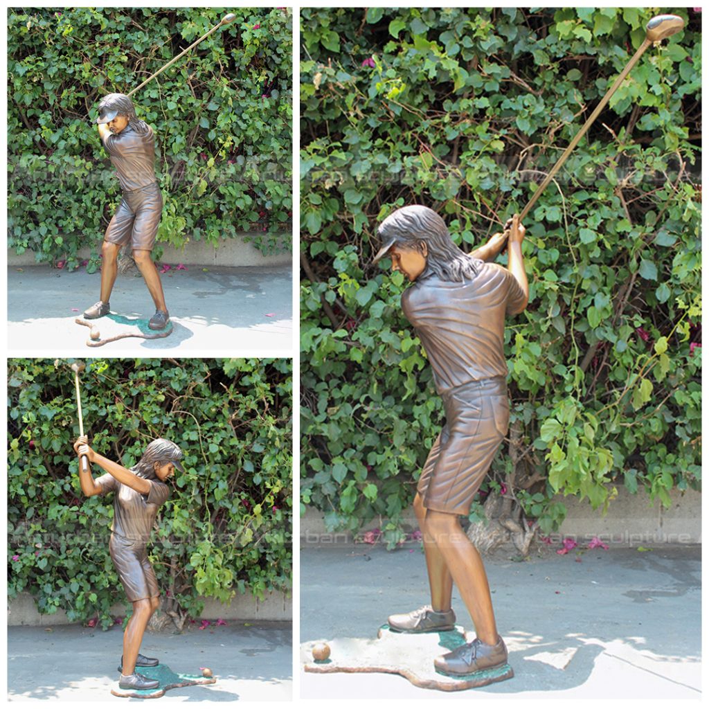 girl playing golf statues