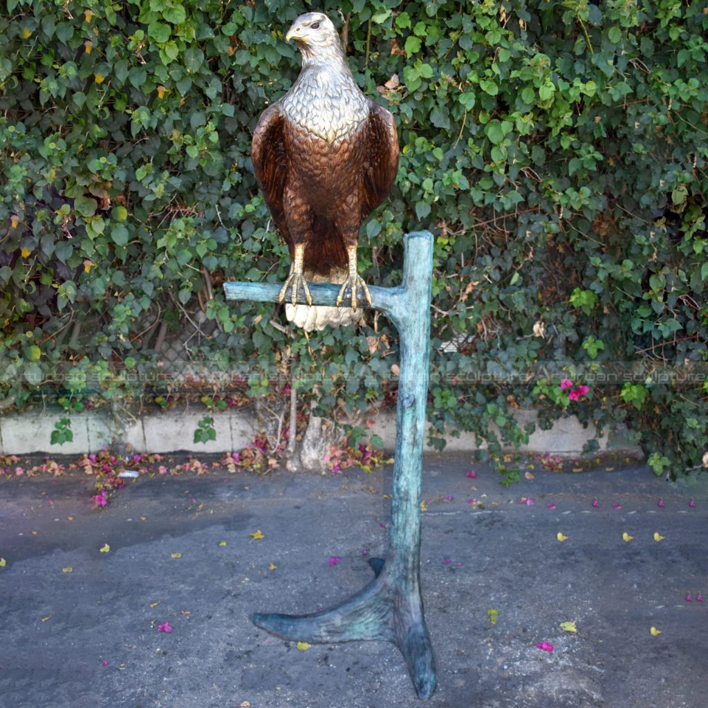 estátua de águia-calva ao ar livre