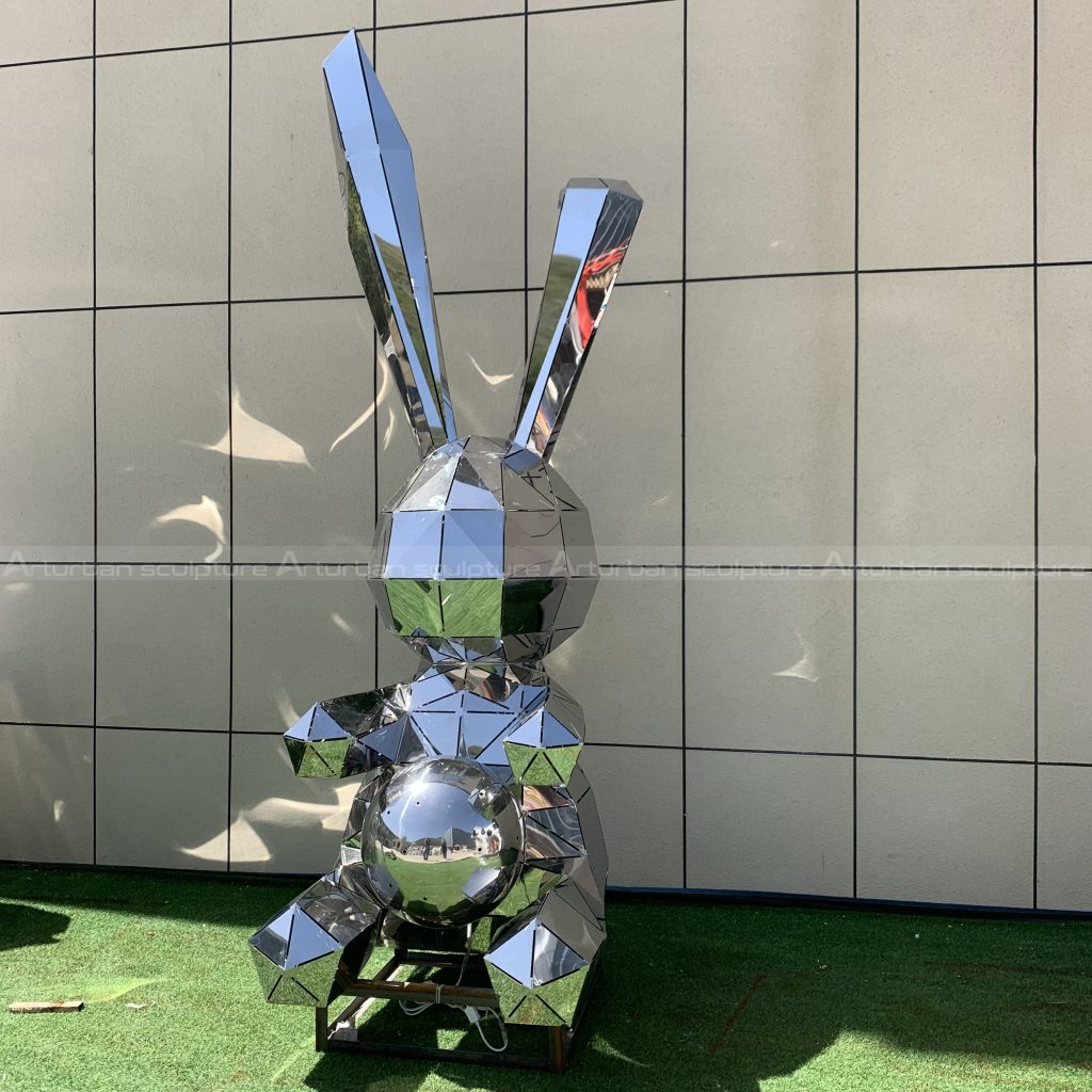 stainless steel rabbit sculpture