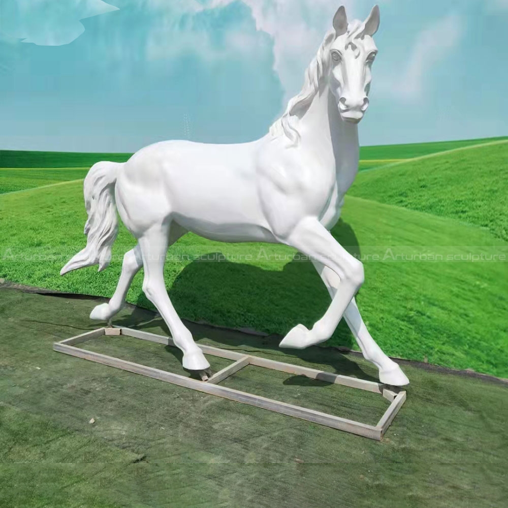 white running horse statue