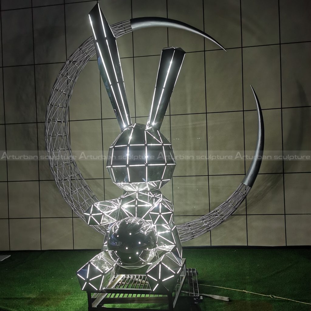 stainless steel rabbit sculpture