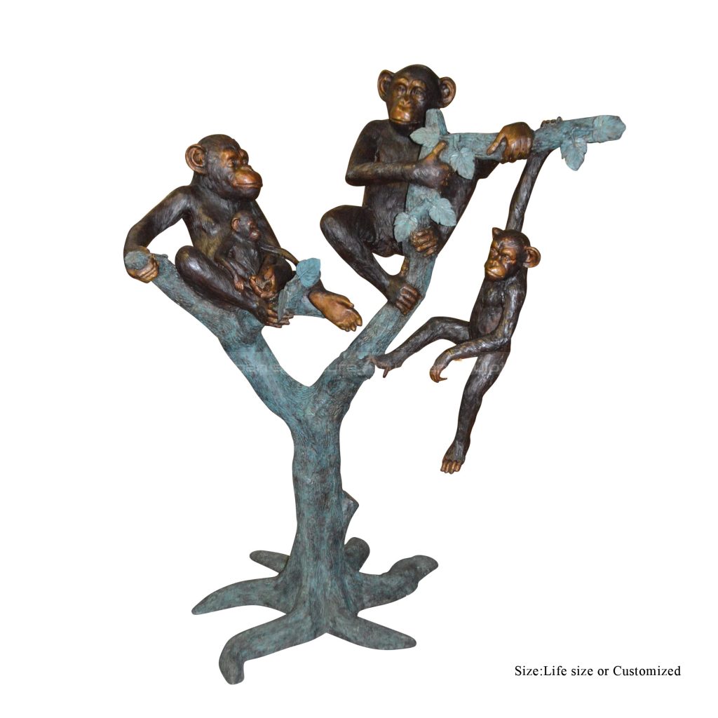 bronze monkey sculpture