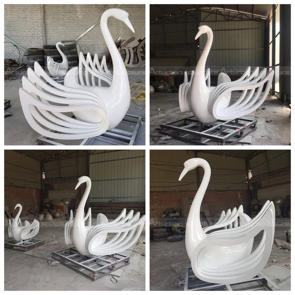 outdoor swan statue