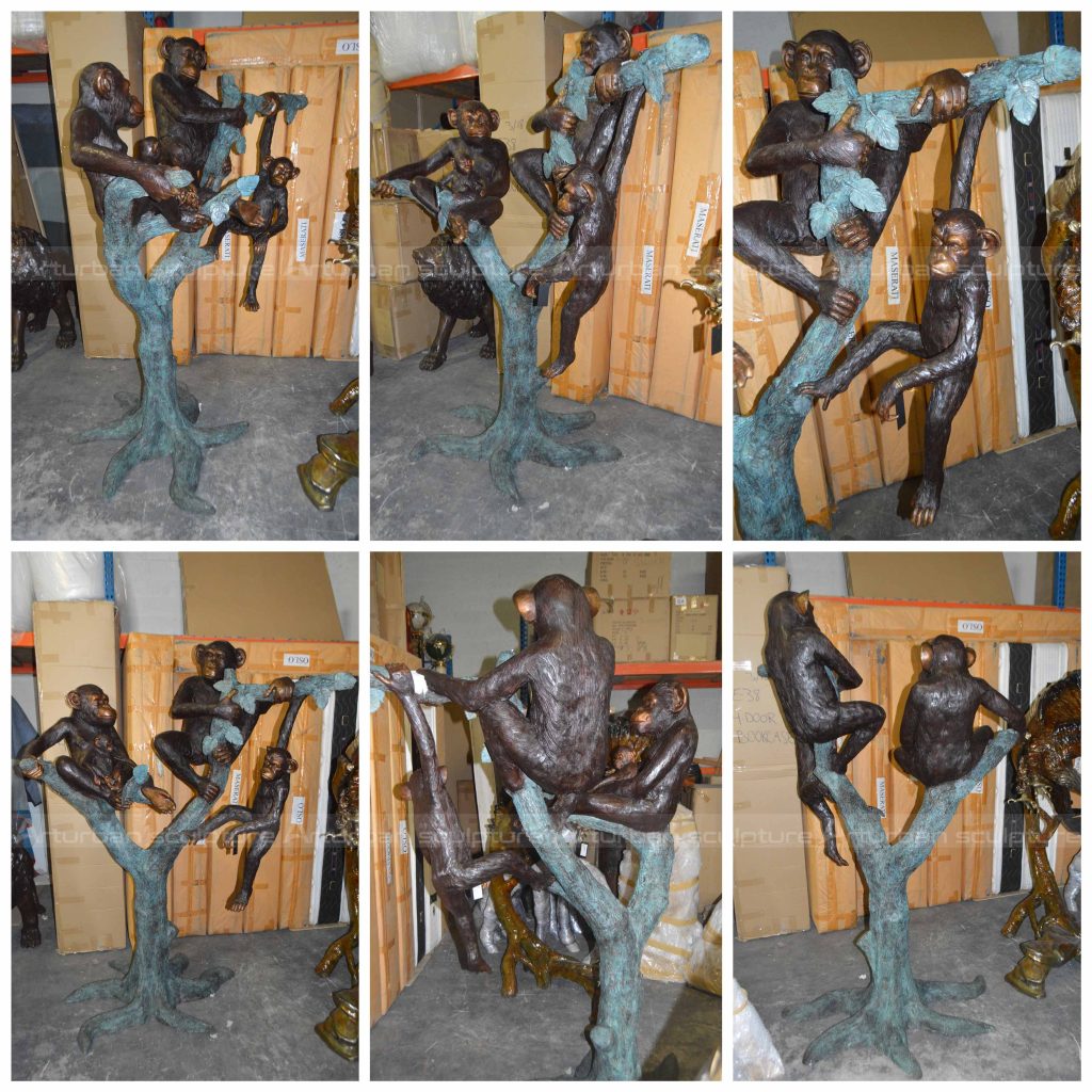 bronze monkey sculpture