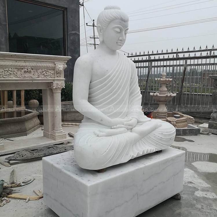 buddha statue in white marble