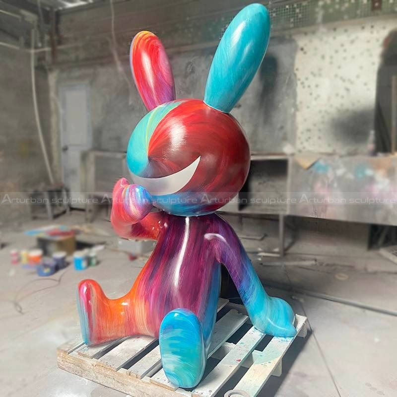 painted rabbit statue