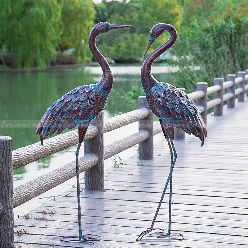 vintage brass crane figurines