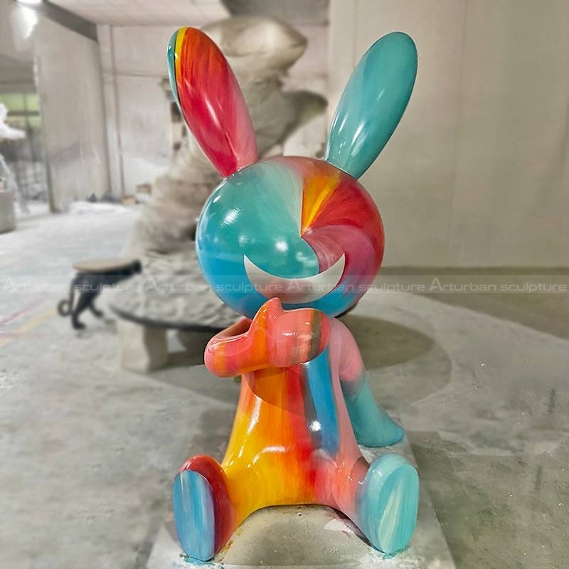 painted rabbit statue