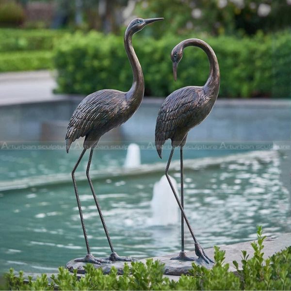 vintage brass crane figurines