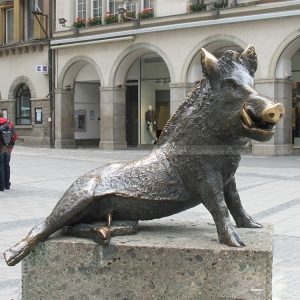 bronze wild boar sculpture