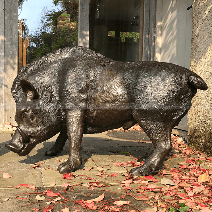 bronze wild boar sculpture