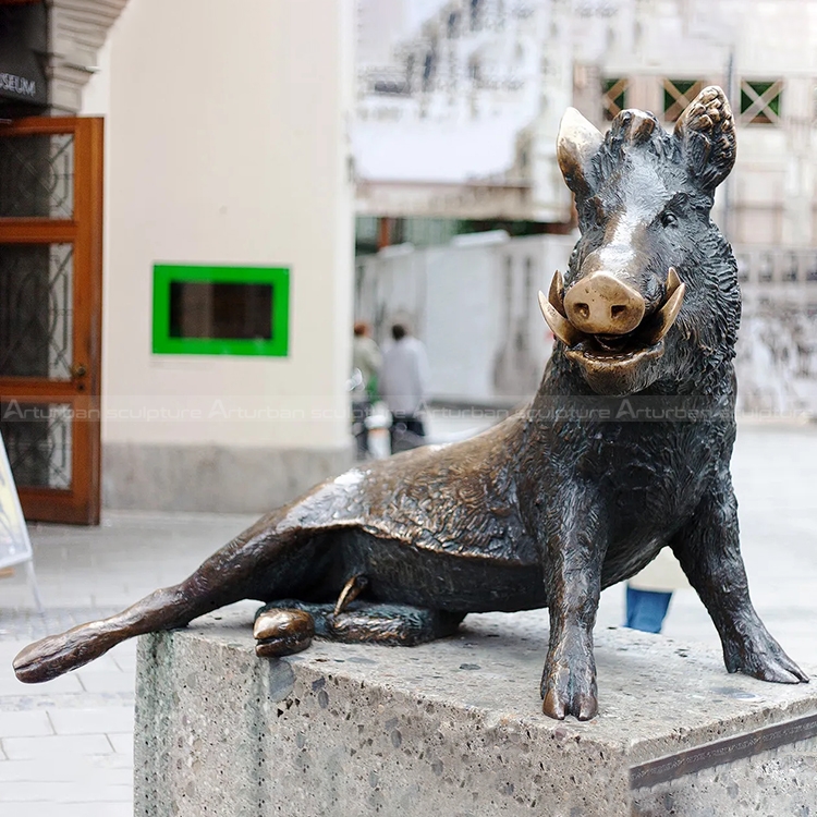 bronze wild boar sculpture