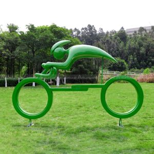 abstract cyclist sculpture