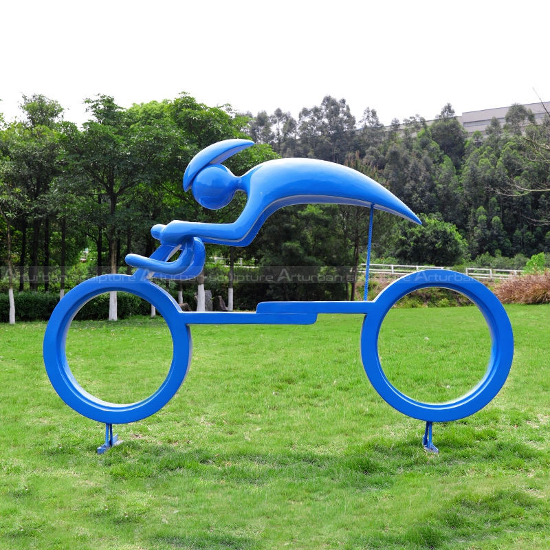 abstract cyclist sculpture