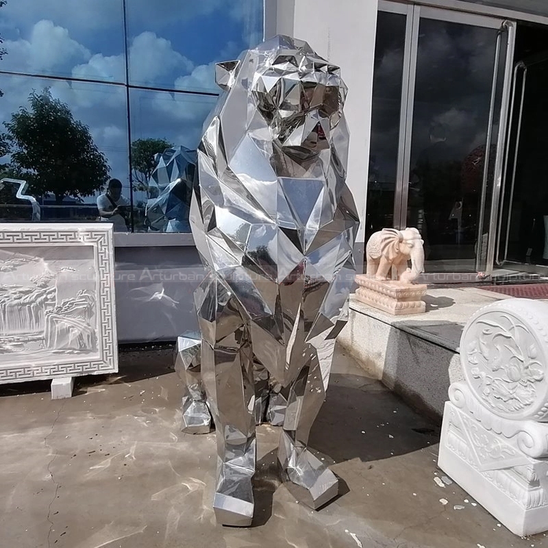 geometric lion statue