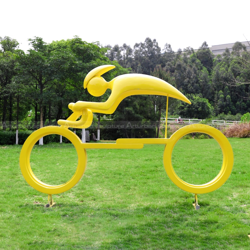 abstract cyclist sculpture