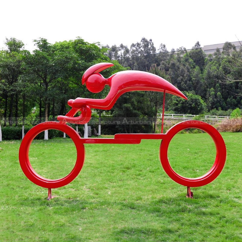 abstract cyclist sculpture