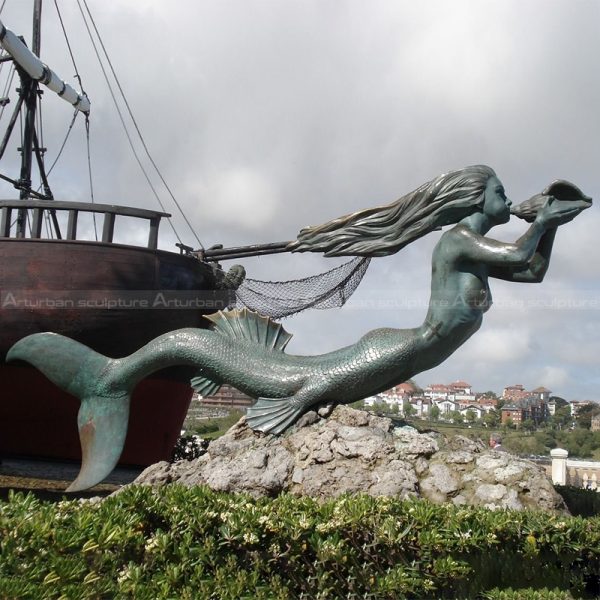 bronze mermaid sculpture