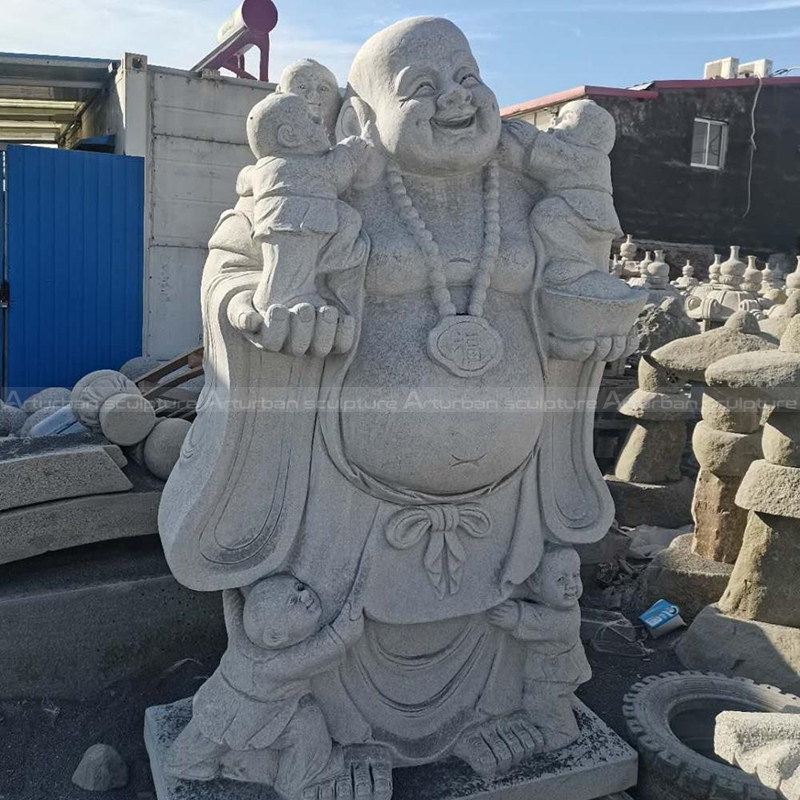 white laughing buddha statue
