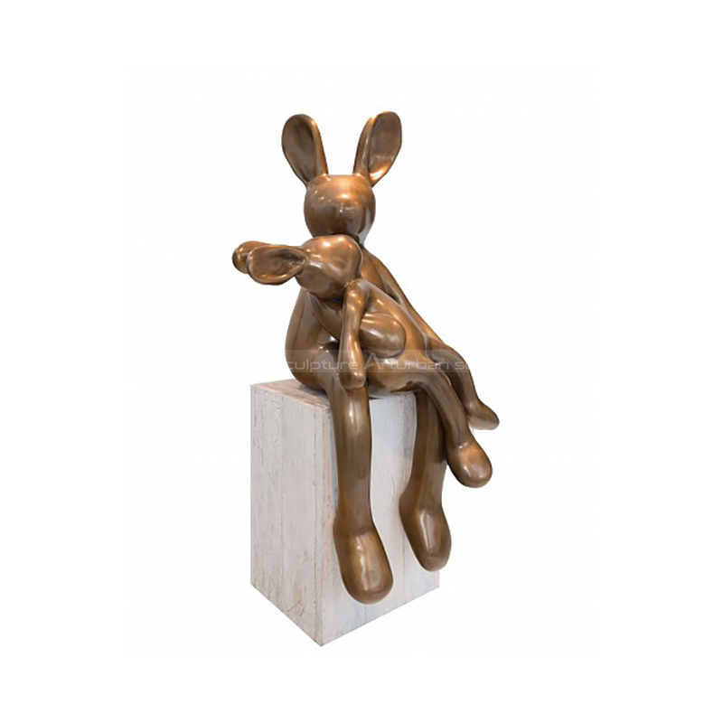 bronze rabbit garden statue