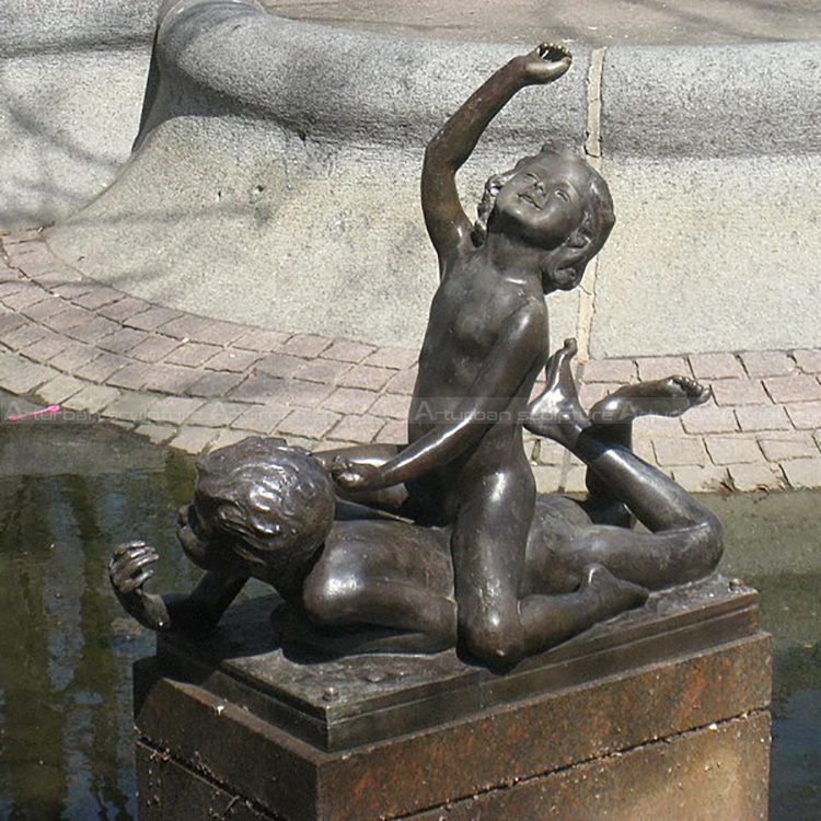 bronze boy outdoor fountain