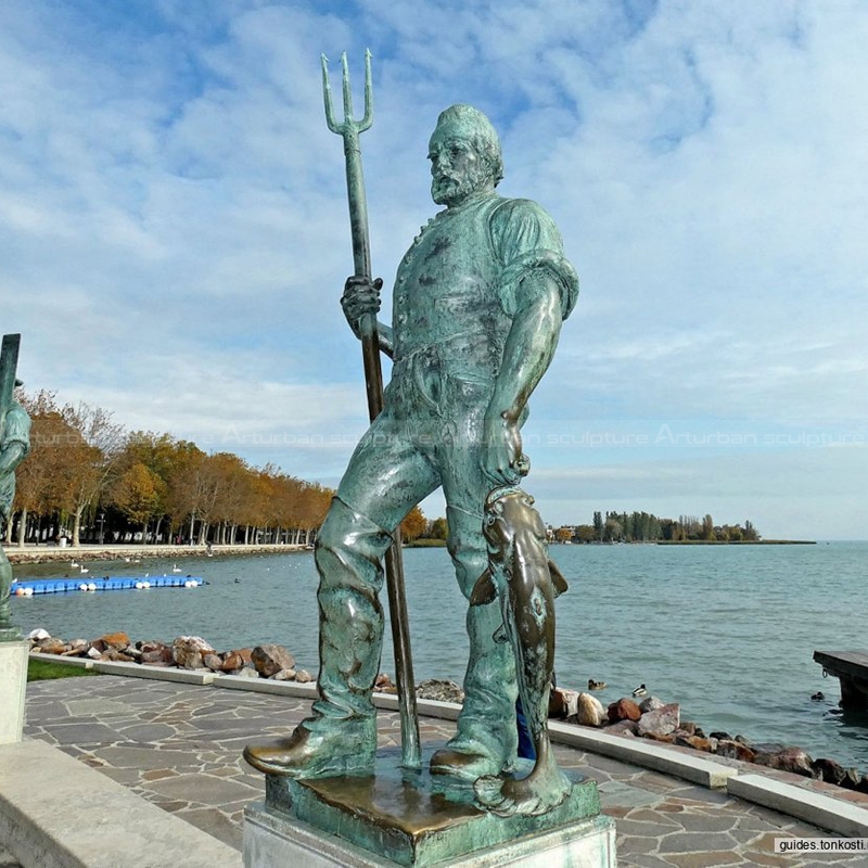 bronze fisherman sculpture