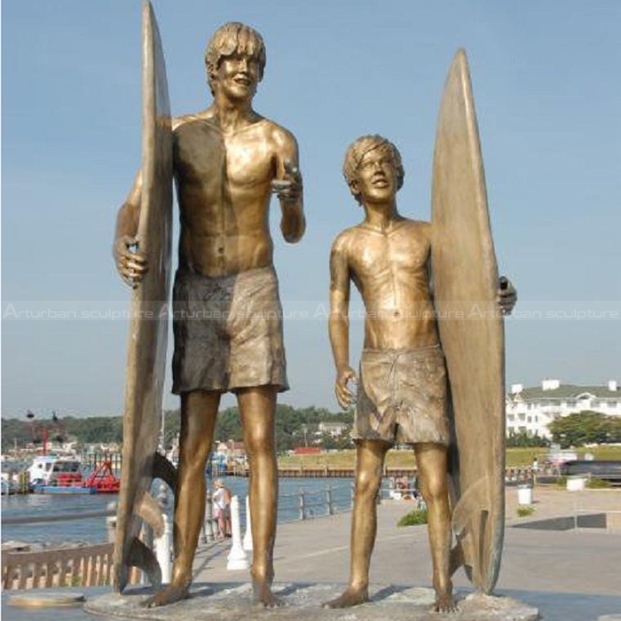 bronze surfer statue