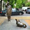 columbo and dog statue