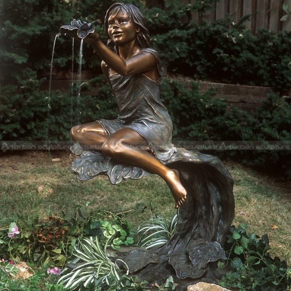 girl hold flower fountain