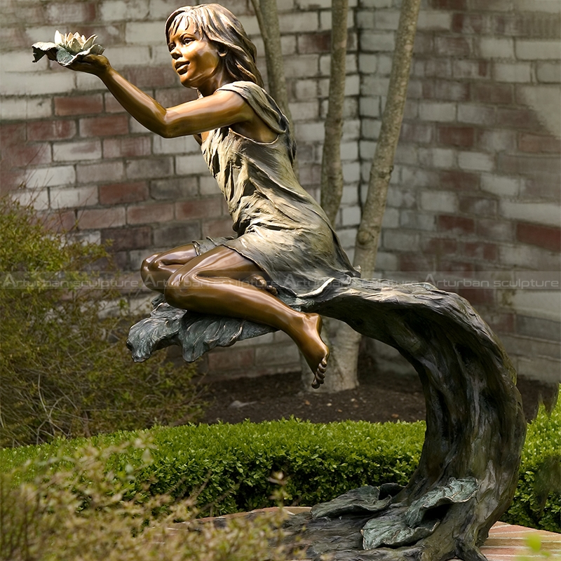 girl hold flower fountain