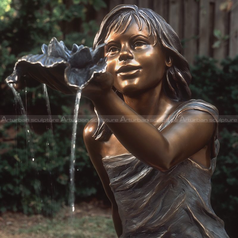 girl hold flower fountain