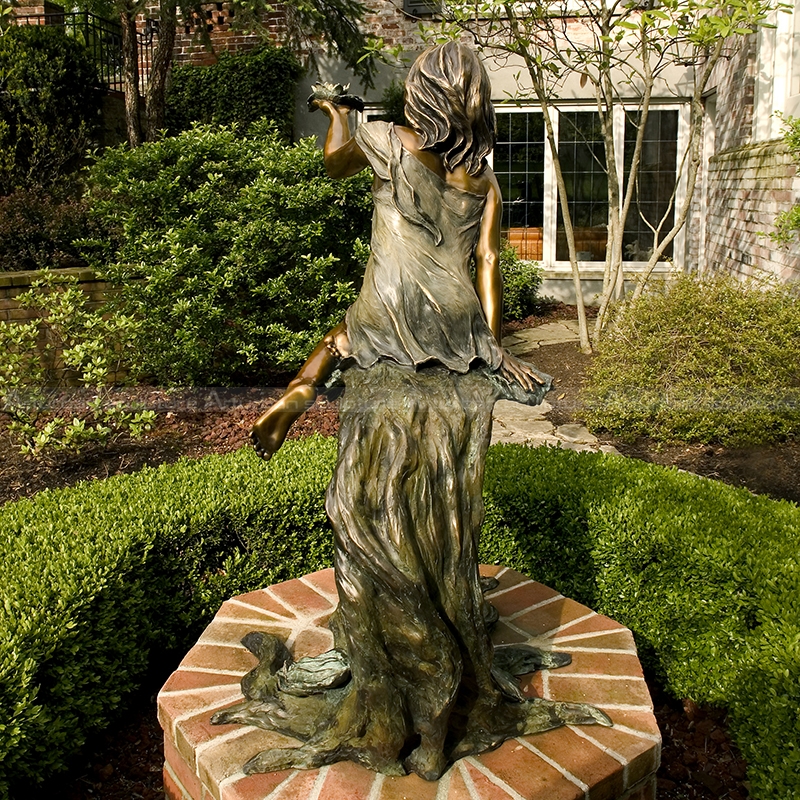 girl hold flower fountain