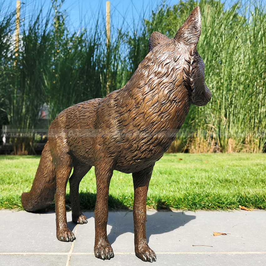 bronze fox sculpture