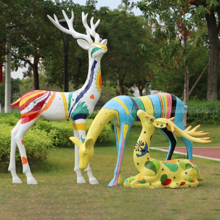 escultura da família de veados