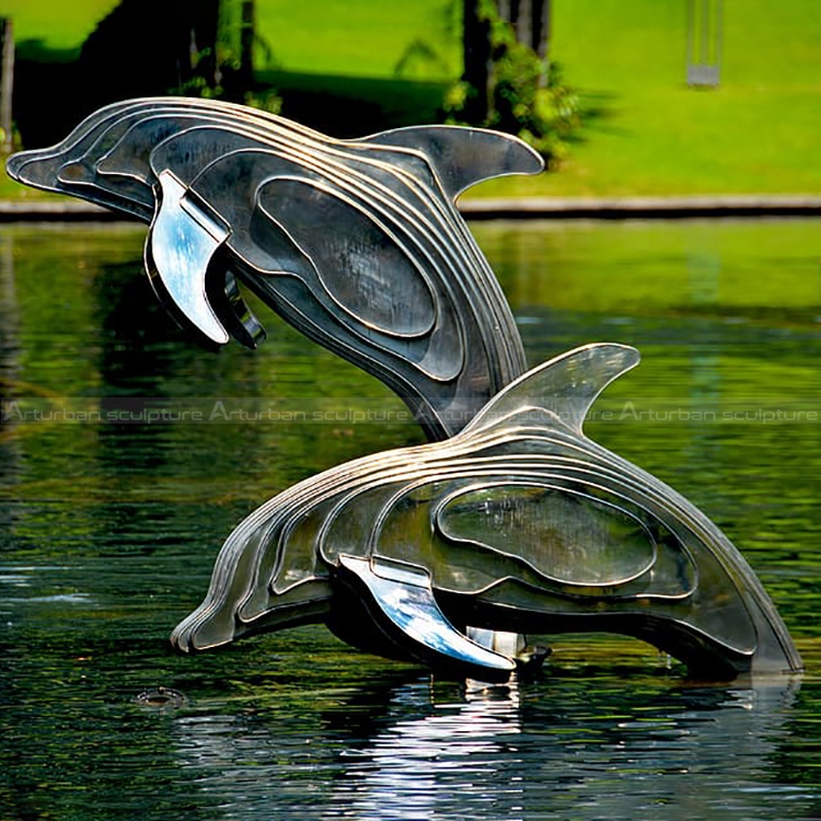 metal dolphin sculpture