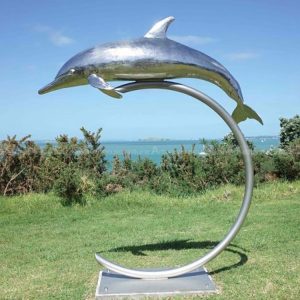 metal dolphin sculpture