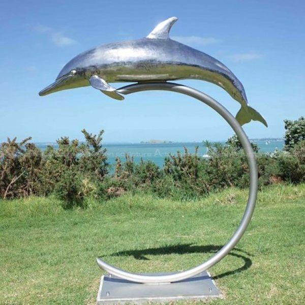 metal dolphin sculpture